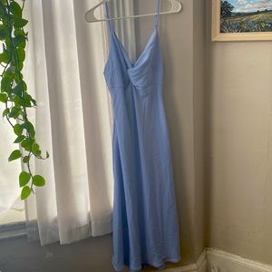 Abercrombie & Fitch Twist-Front Slip Pastel Blue Midi Dress
